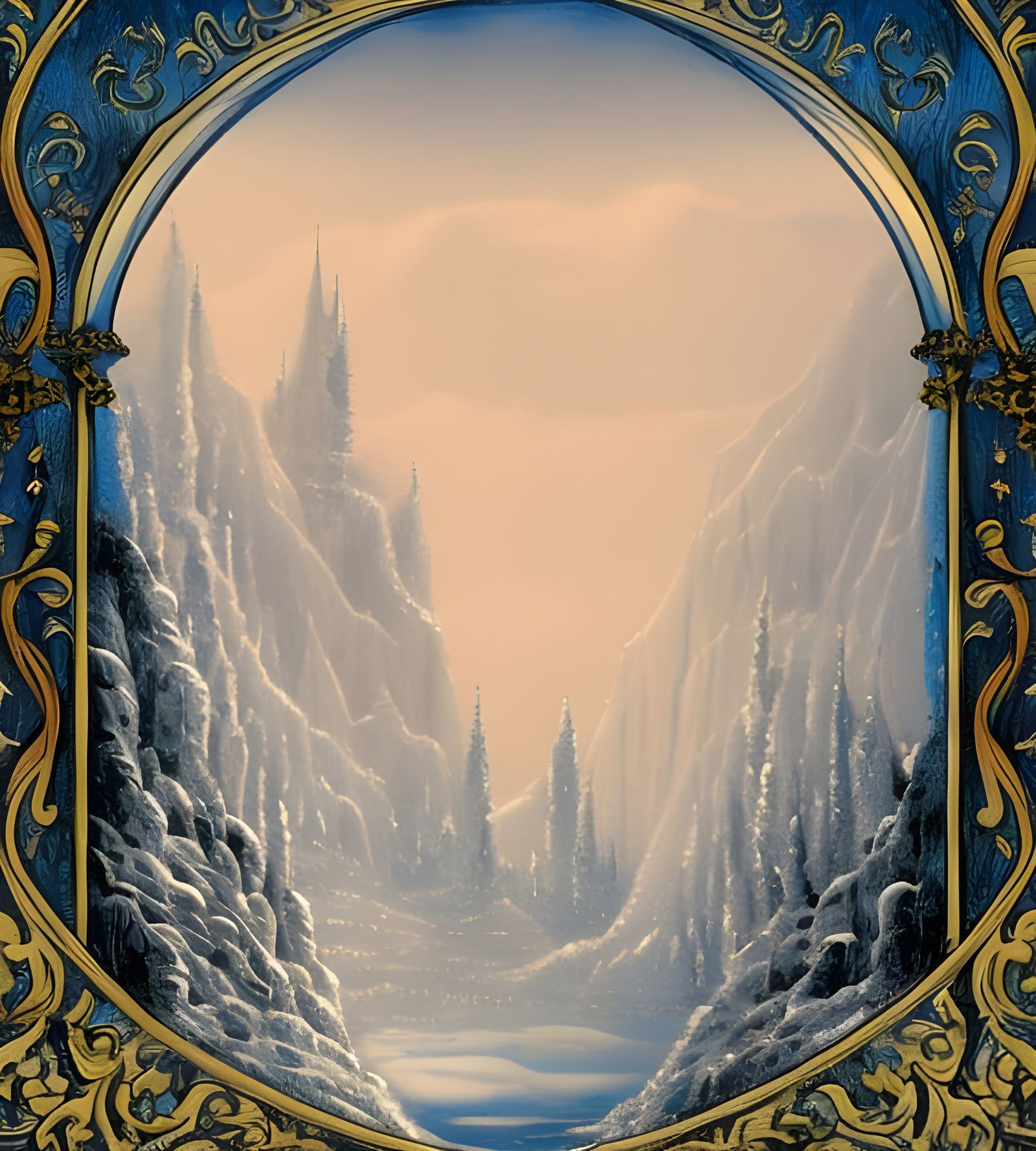 Magical Arctic Cave with Luminous Crystals