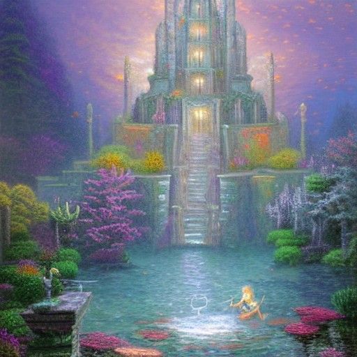 Ethereal Underwater Temple in a Hyperdetailed Fantasy Style
