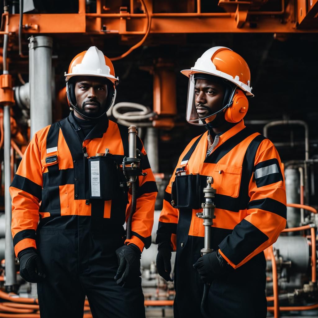 Engineers in Protective Gear at Petroleum Company