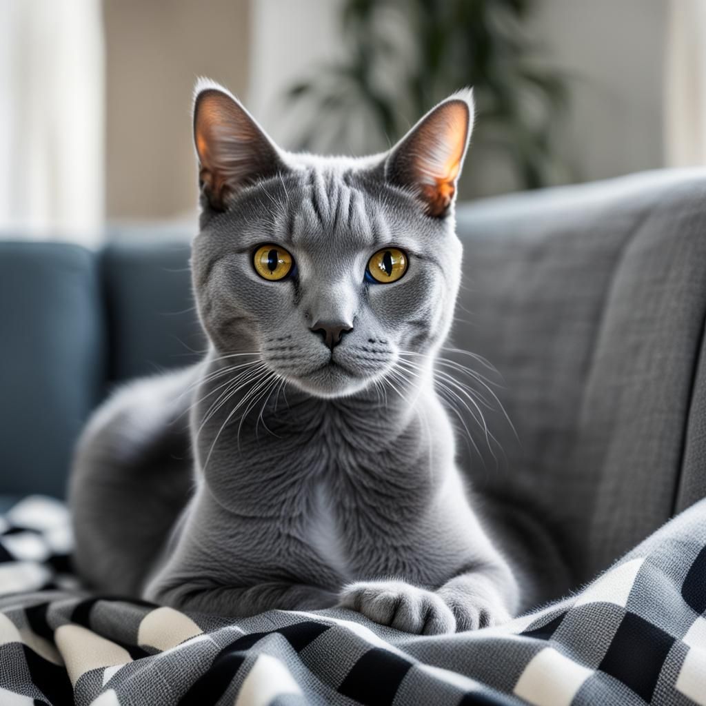 British Shorthair Cat Lounging in Sunlight