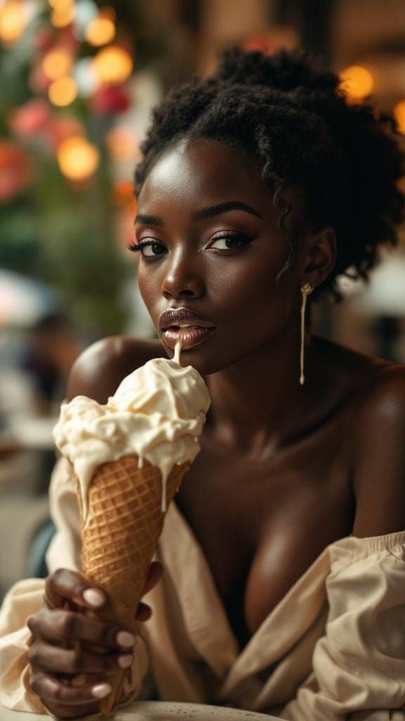 Melting Ice Cream: Golden Hour at Parisian Cafe