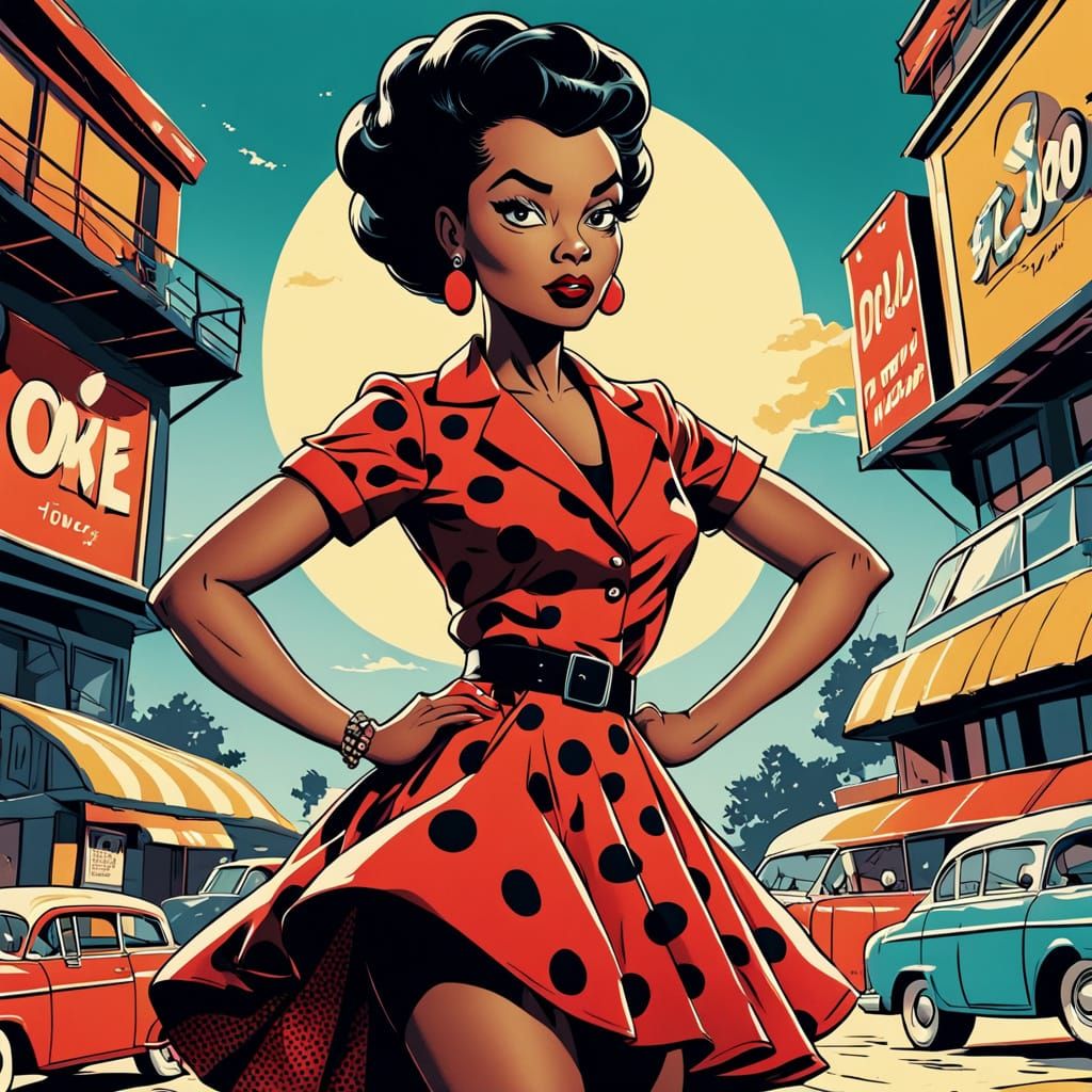 Vintage Cartoon Beauty in 1950s Style