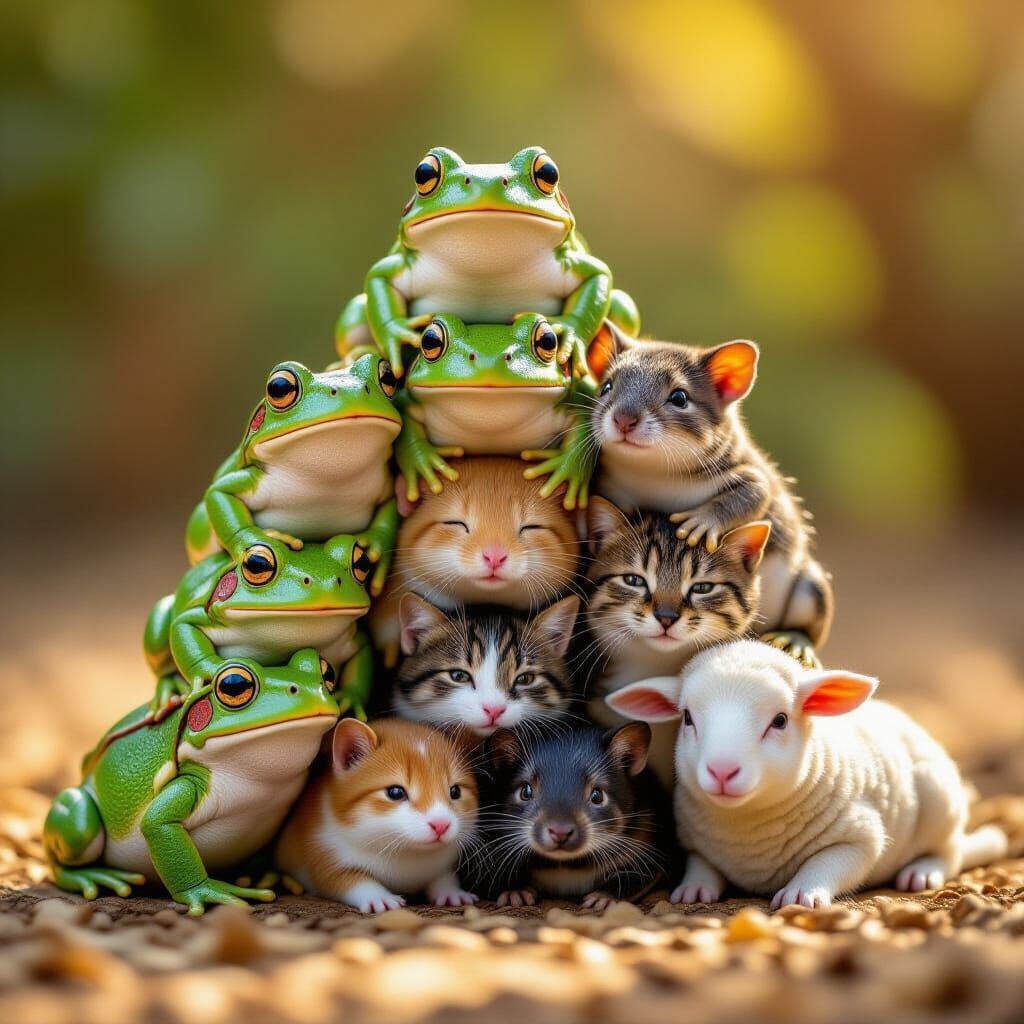Hyperrealistic Animal Pyramid Photo