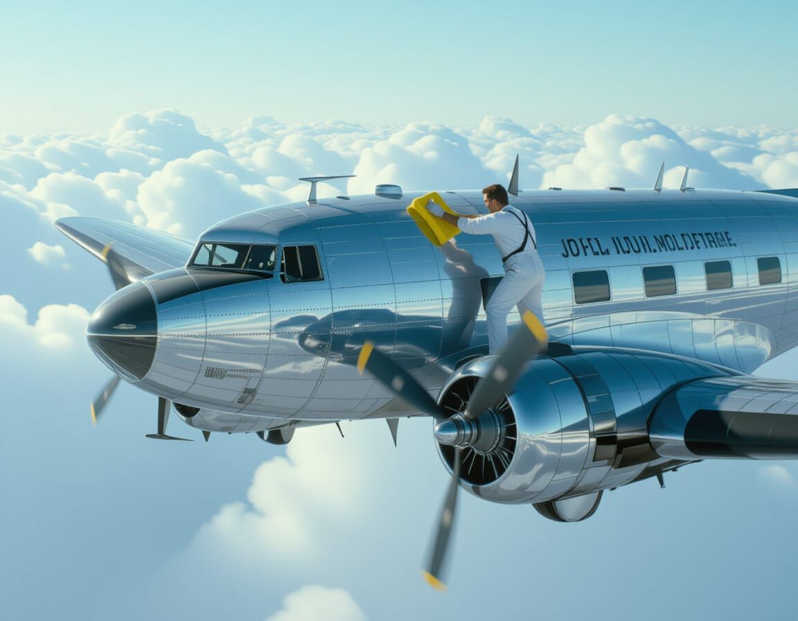 Silver DC-3 Windshield Wash: Cinematic Film Still
