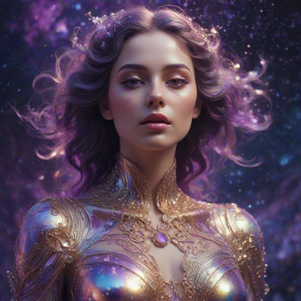 Ethereal Cosmic Goddess Radiates Stardust