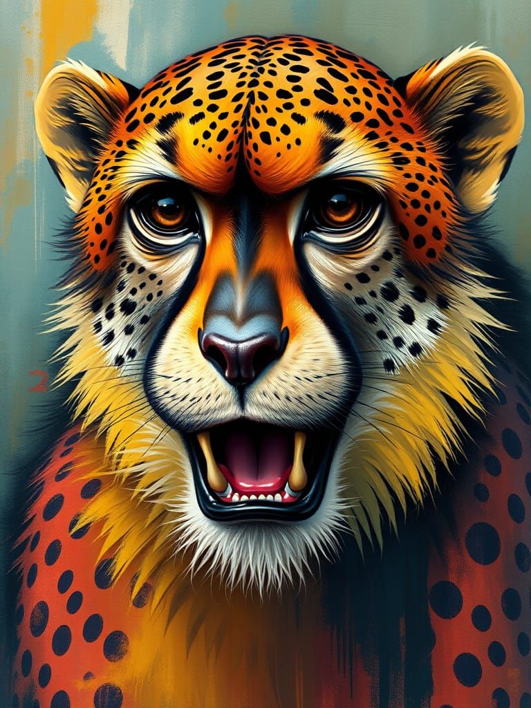 Vibrant Hybrid Creature in Abstract Art