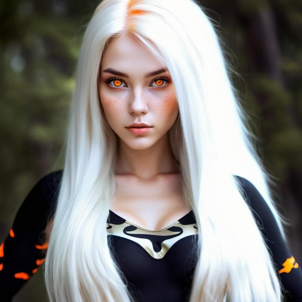 Hyperrealistic Venusian Teen in Orange Camo Bodysuit