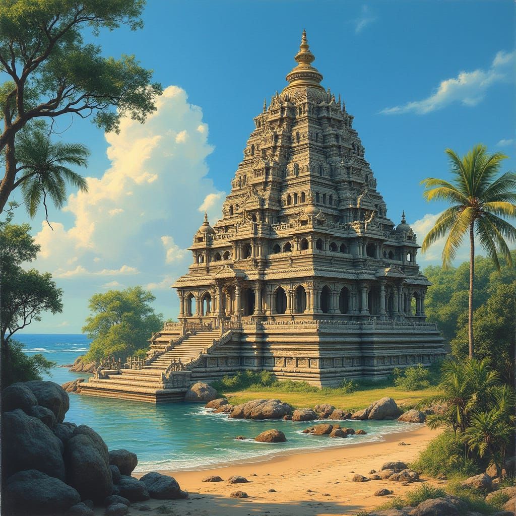 Majestic Stone Temple on Bay of Bengal