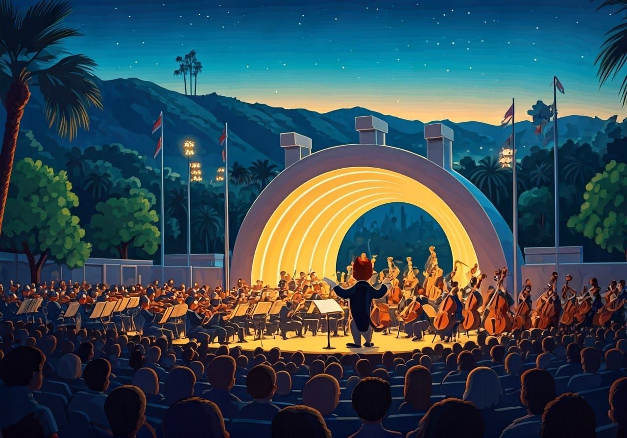 Whimsical 1950s Cartoon Cat Conducts Hollywood Orchestra