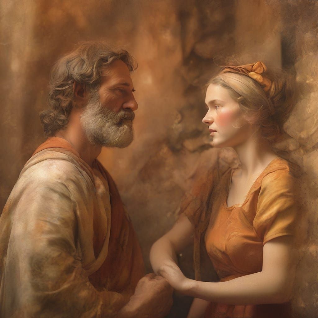 Stone Age Family in Warm, Vibrant Realism