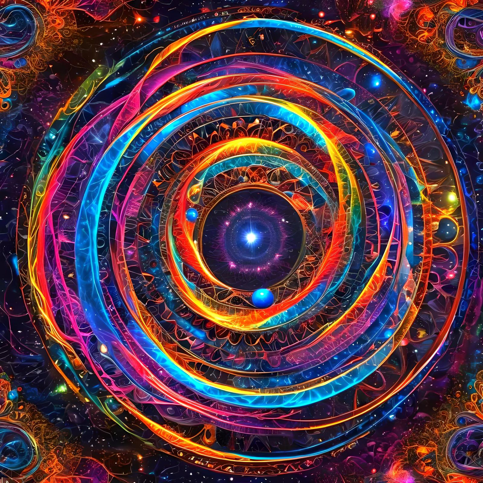 Vivid Lightning Ring Refracts Solar System Light