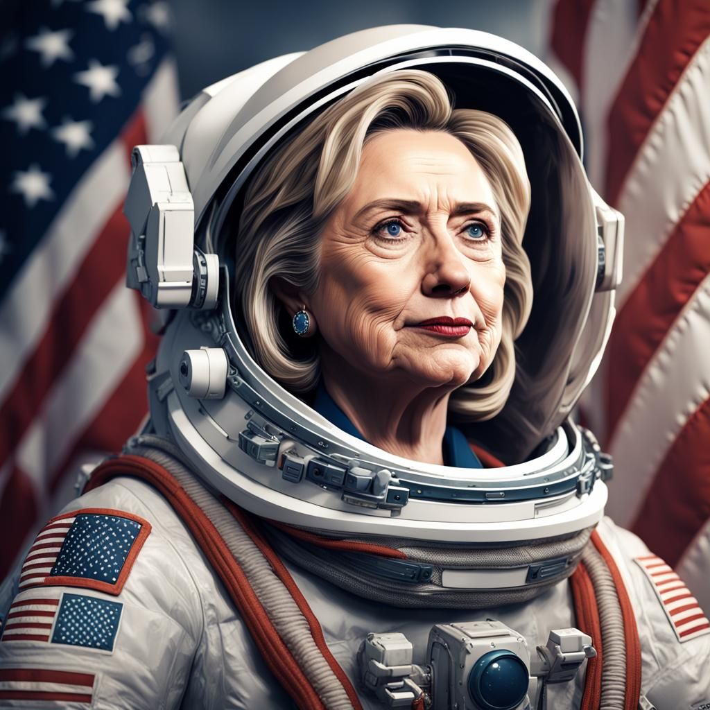 Hillary Clinton as Astronaut in Detailed Matte Painting