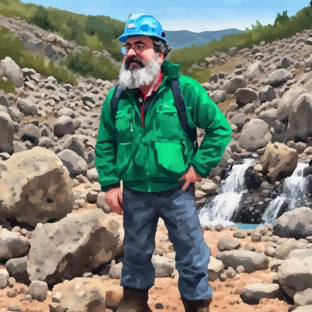 Italian Geologist Celebrates with Sparkling Wine, Anime Styl...