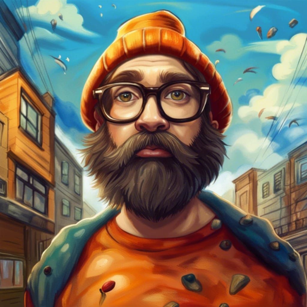Hipster Illustration in Cityscape by Pablo Amaringo