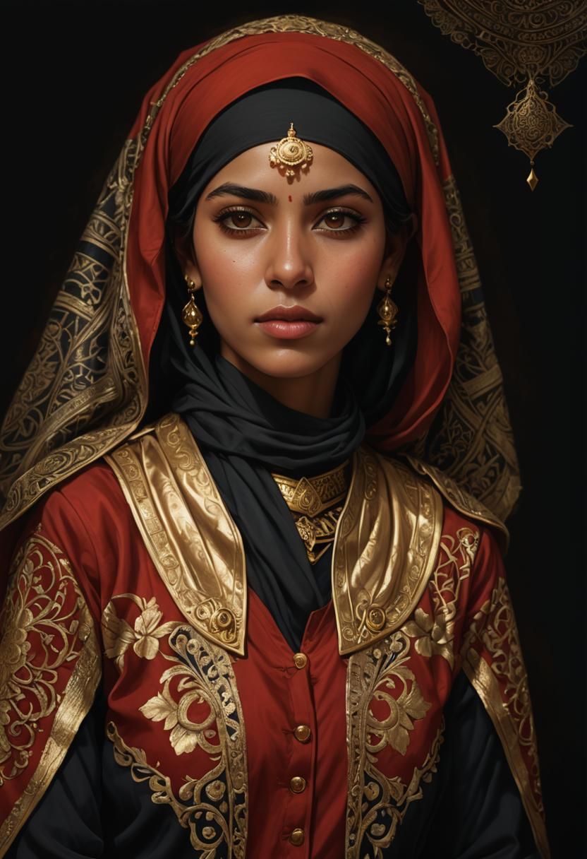 Yemeni Woman in Al-Sanani Uniform Portrait