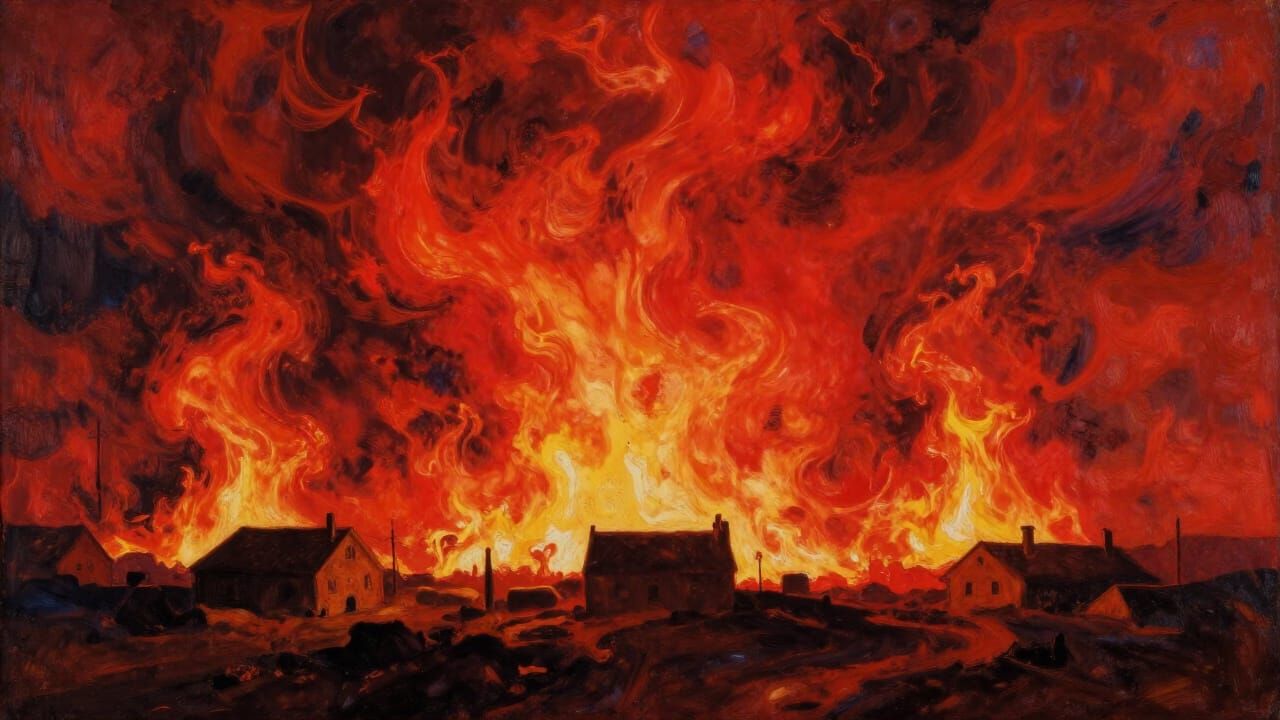 Red skies of Inferno, Expressionism style