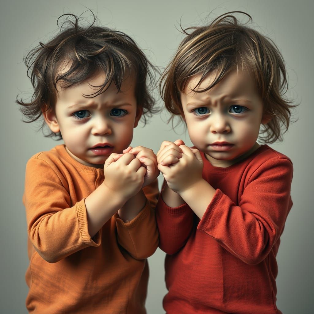 Tense Toddler Tussle in Soft Focus