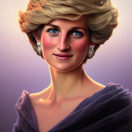 Princess Diana Portrait in Art Nouveau Style