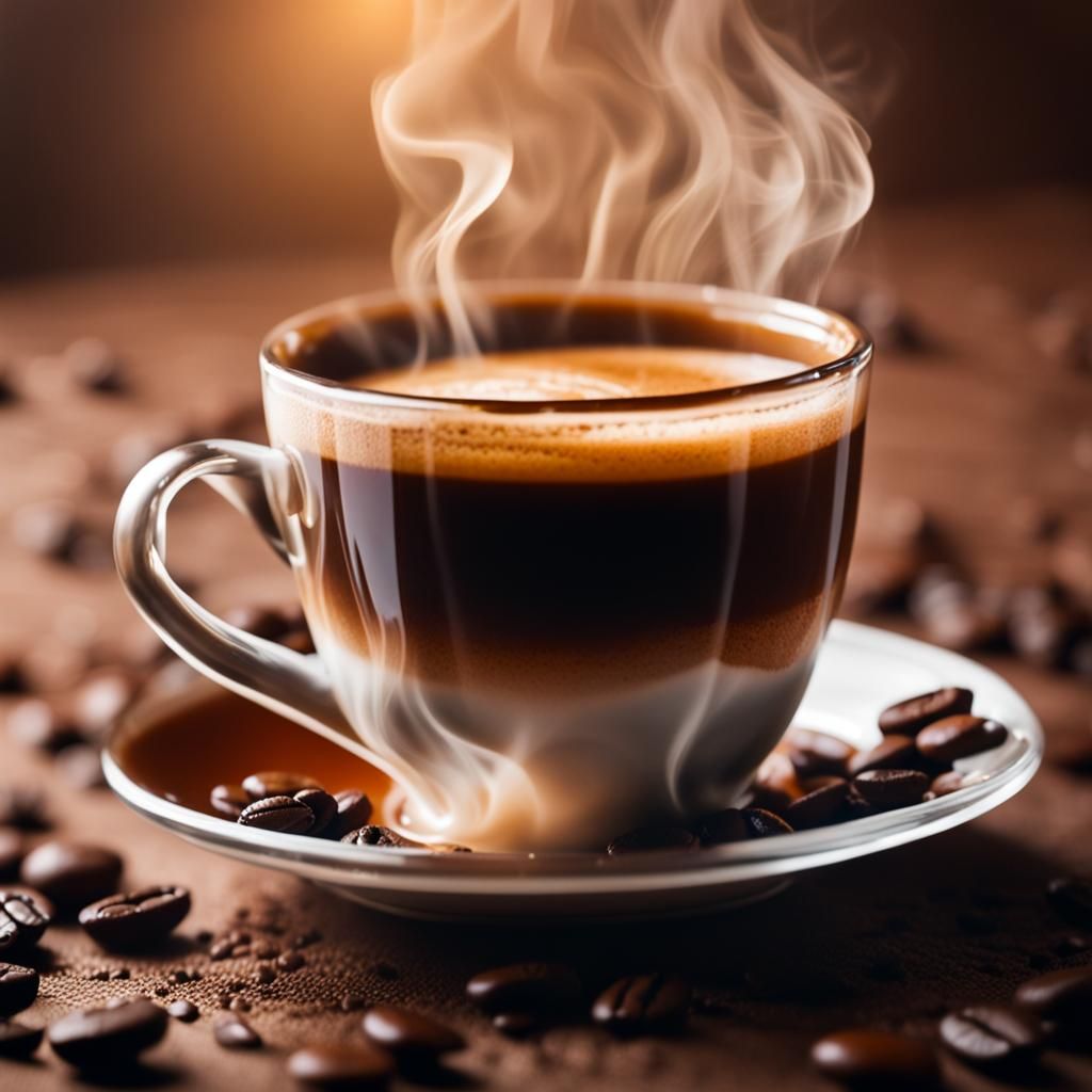 Refreshing Coffee in Transparent Cup: Professional Photograp...