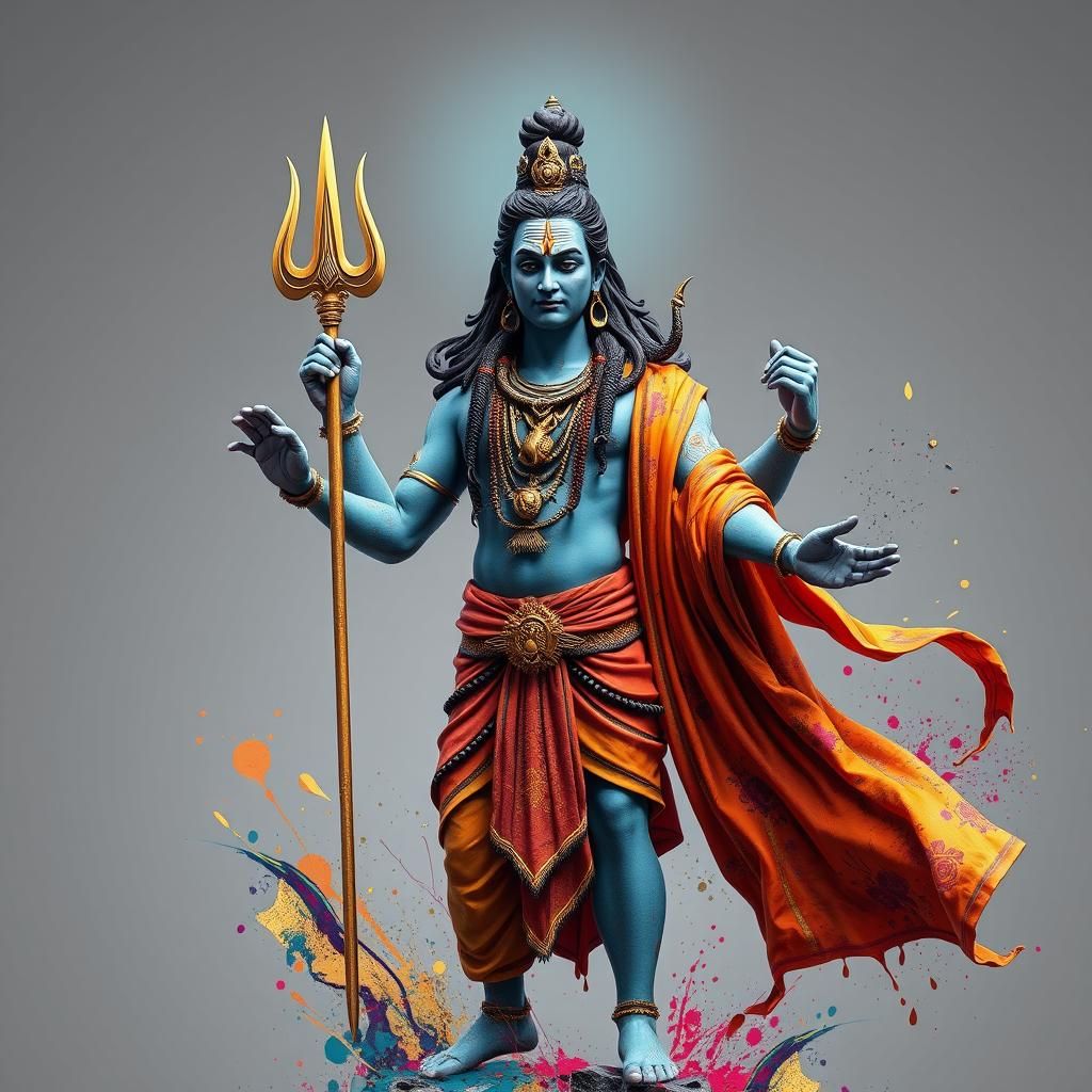 Lord Shiva Graffiti Art in 3D Rendered Style