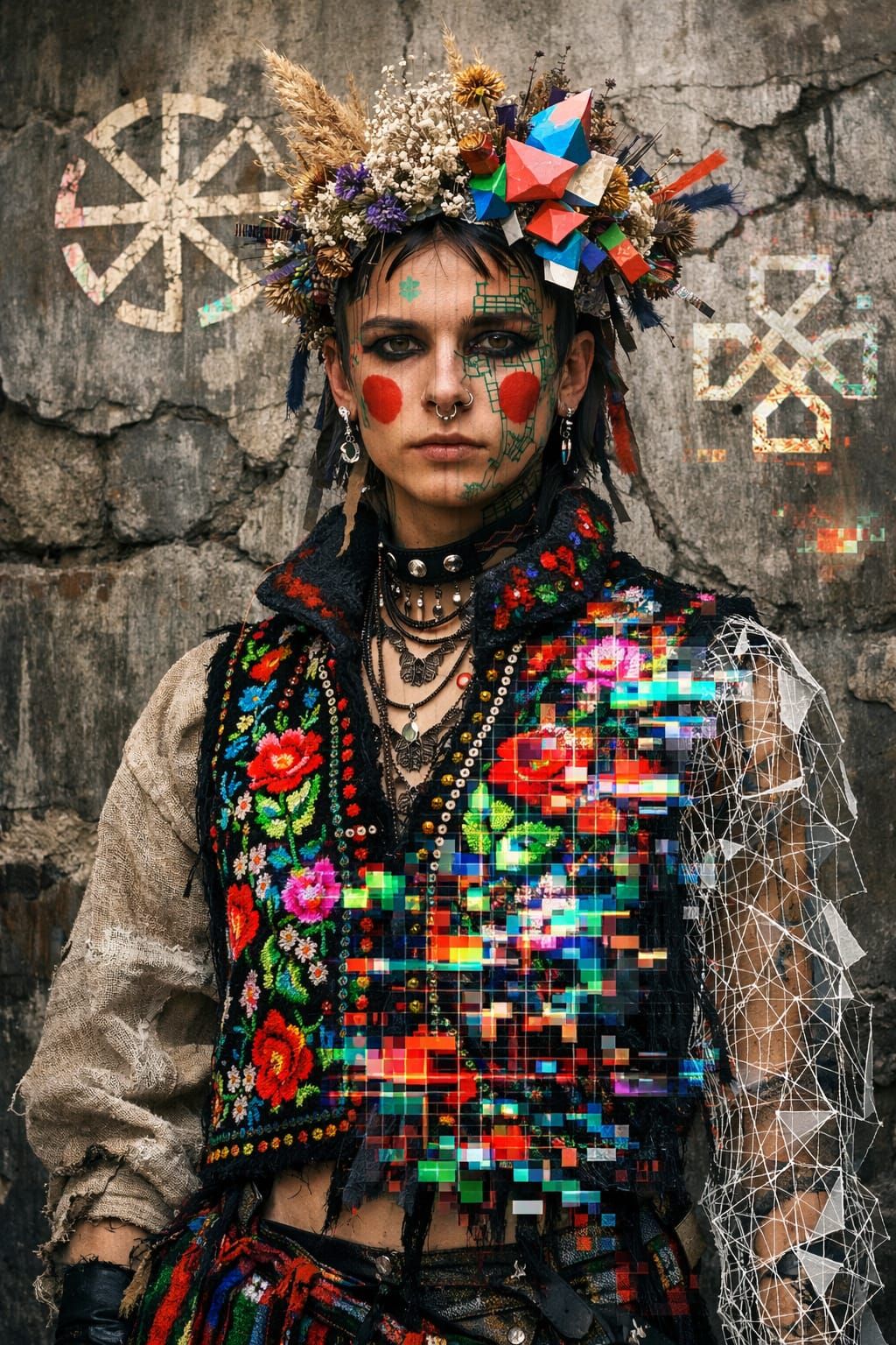 Glitch Folk Punk Street Fashion Portrait