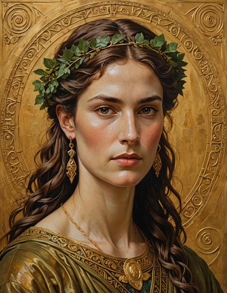 Hyperrealistic Oil Painting of Androgynous Gaelic Druid