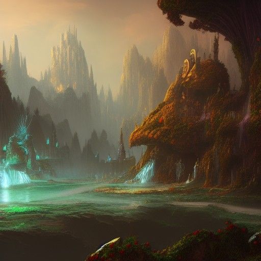 Fantastical Detailed Matte Painting in Deep Color