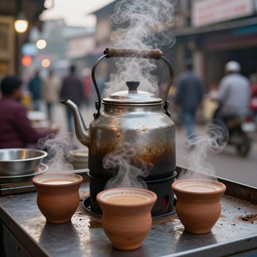 Realistic Indian Street Scene with Sharma Ji Ki Chai