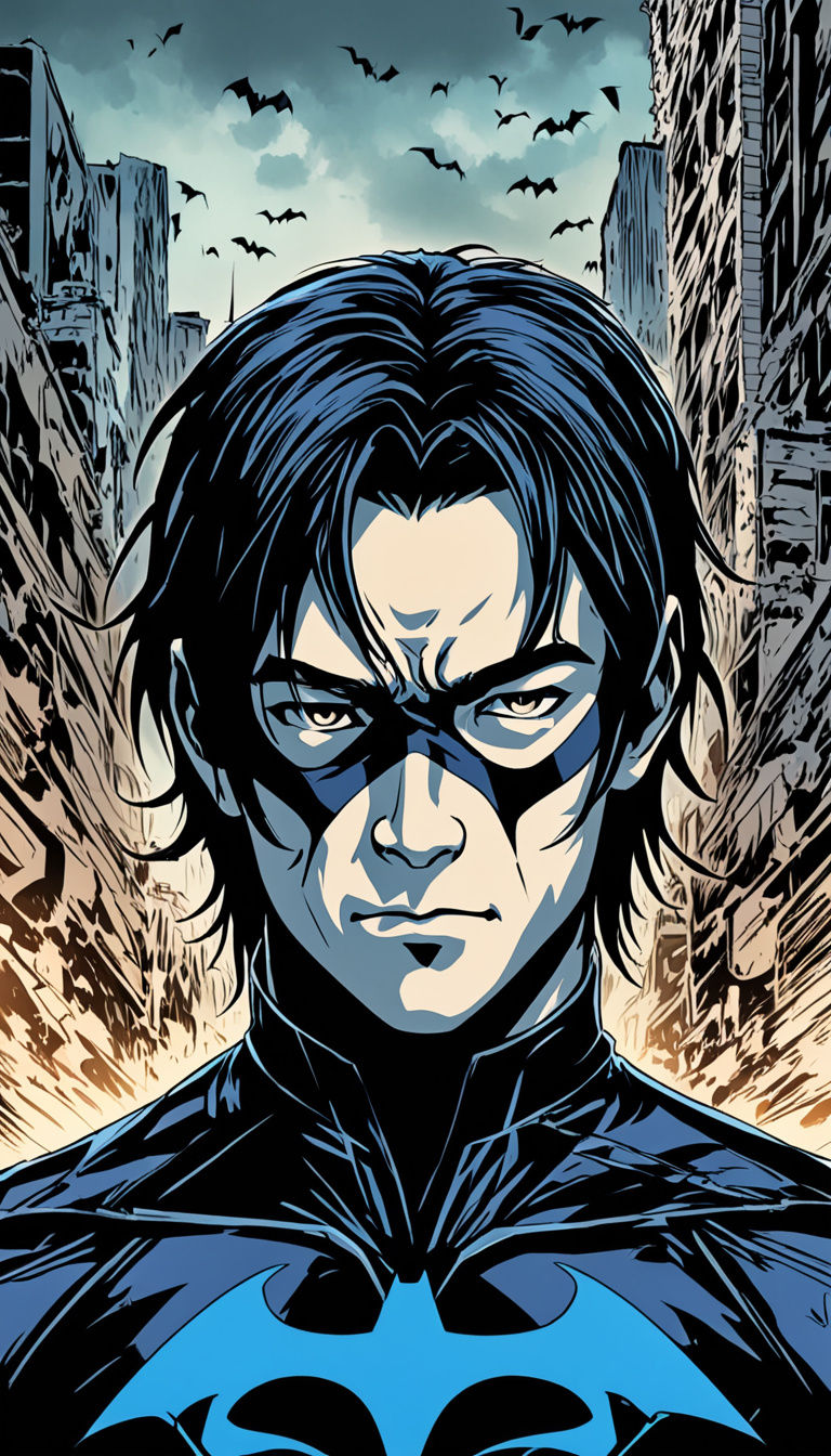 Evil Gotham Hero Nightwing as Manga-Style Villain