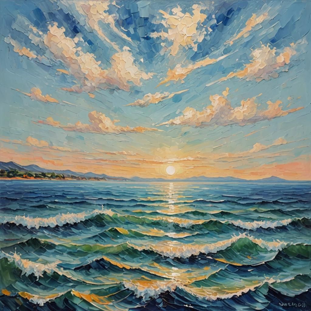 Seascape in Neo-Impressionistic Expressionist Style
