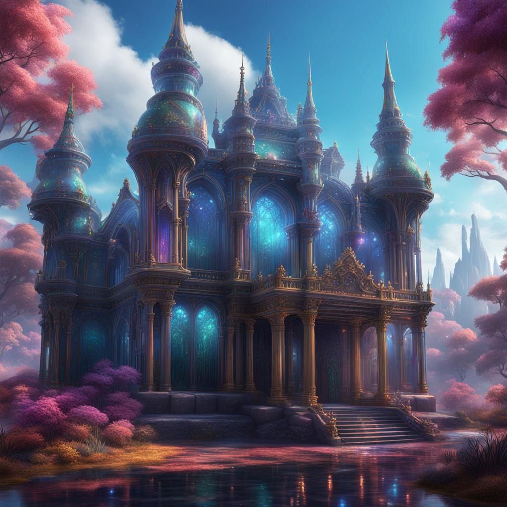 Fantastical Iridescent Glass Palace Concept Art