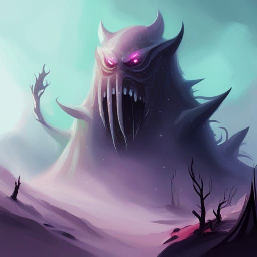Lovecraftian Monster Emerges from Fog: Surreal Digital Paint...
