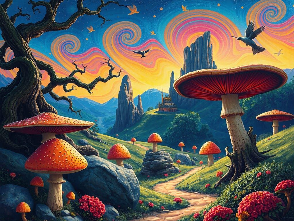 Psychedelic Oz Wonderland in Swirling Pop Art