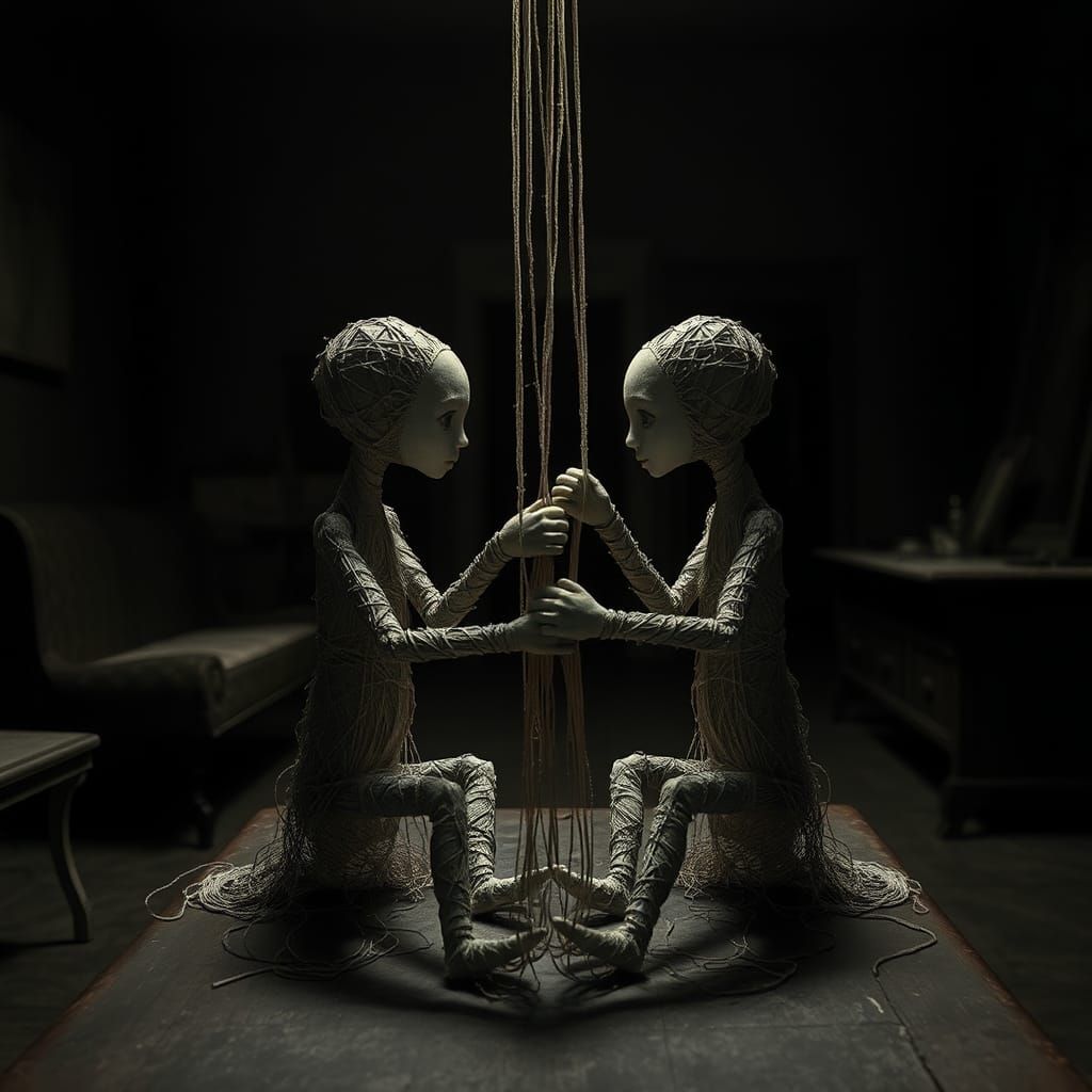 Whispering String Dolls in Shadows