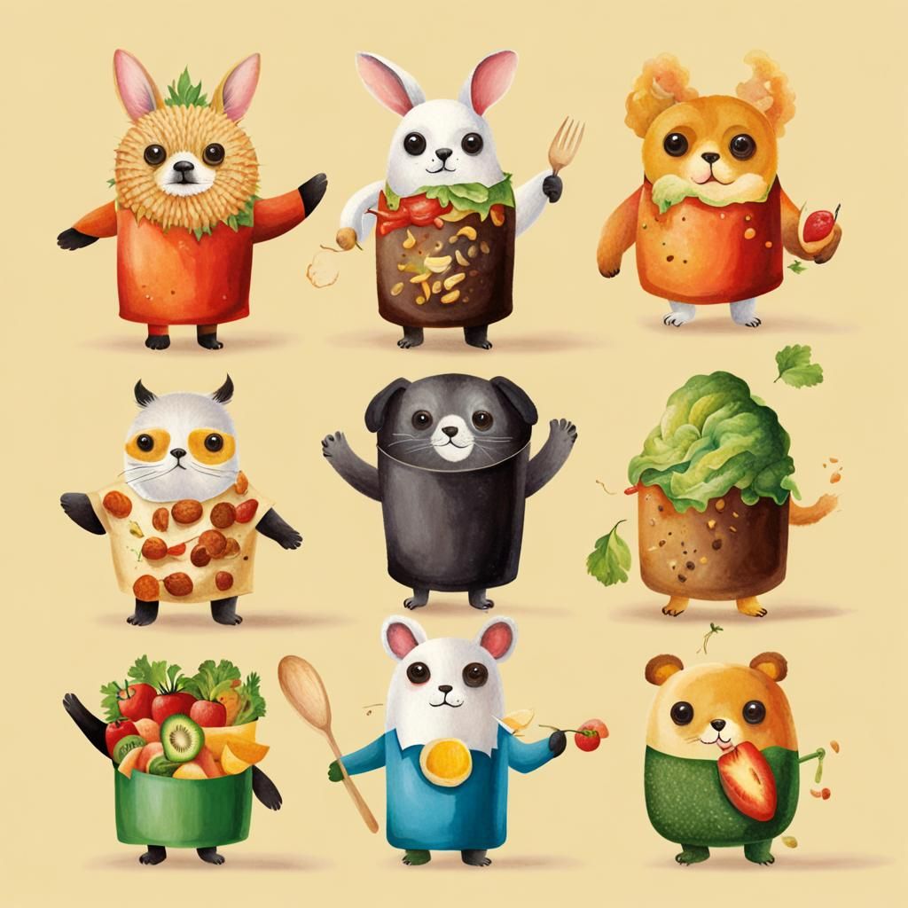 Animals Wearing Funny Food Costumes