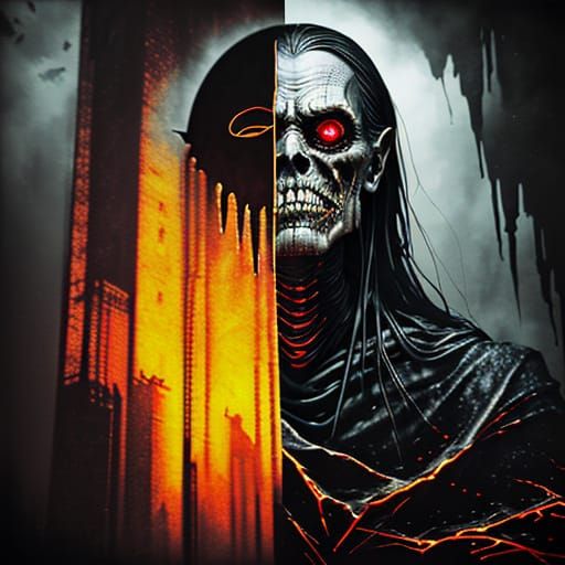 Ethereal Horror Figure in Noir Darkness