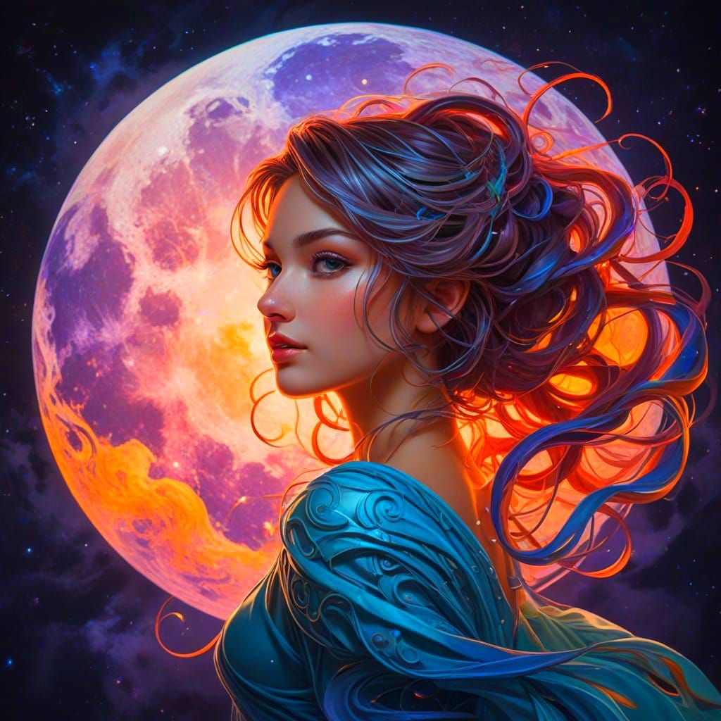 Moonlit Goddess in Radiant Colors