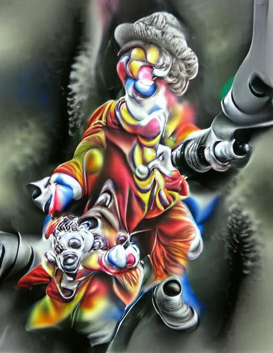 Abstract Clown Portrait in Vivid Colors