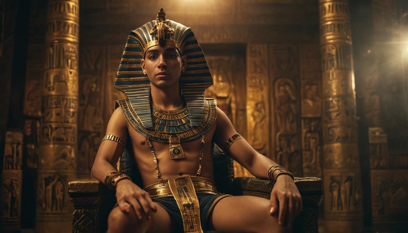 Cinematic Portrait of Tutankhamun on His Throne