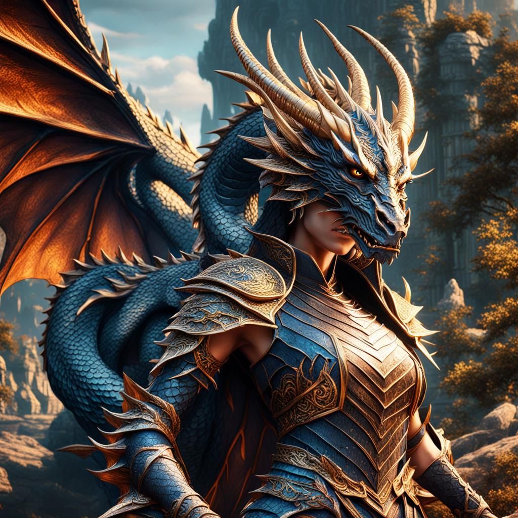 Fantastical Dragon Woman in Detailed Matte Painting