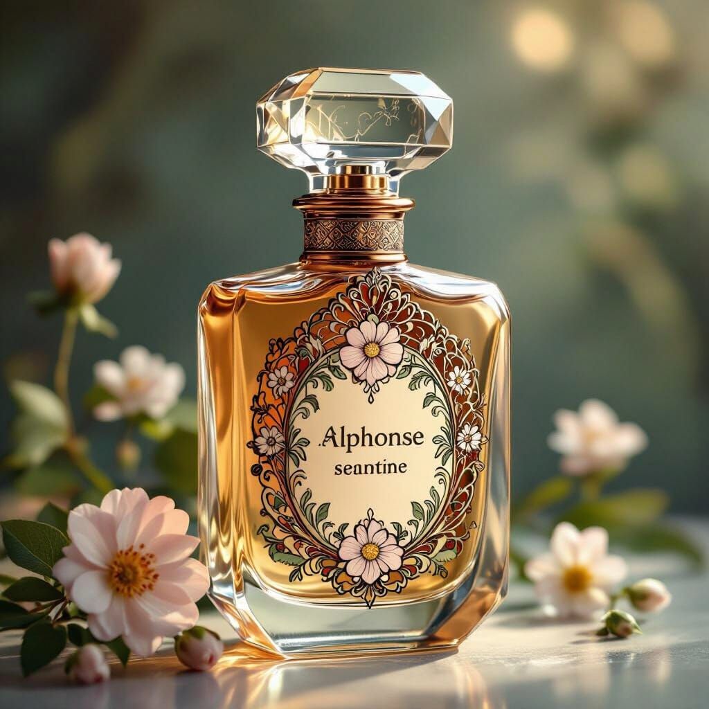 Ornate Perfume Bottle in Art Nouveau Style