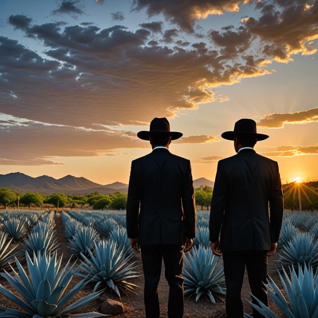 Agave Fields at Sunset: Men in Black