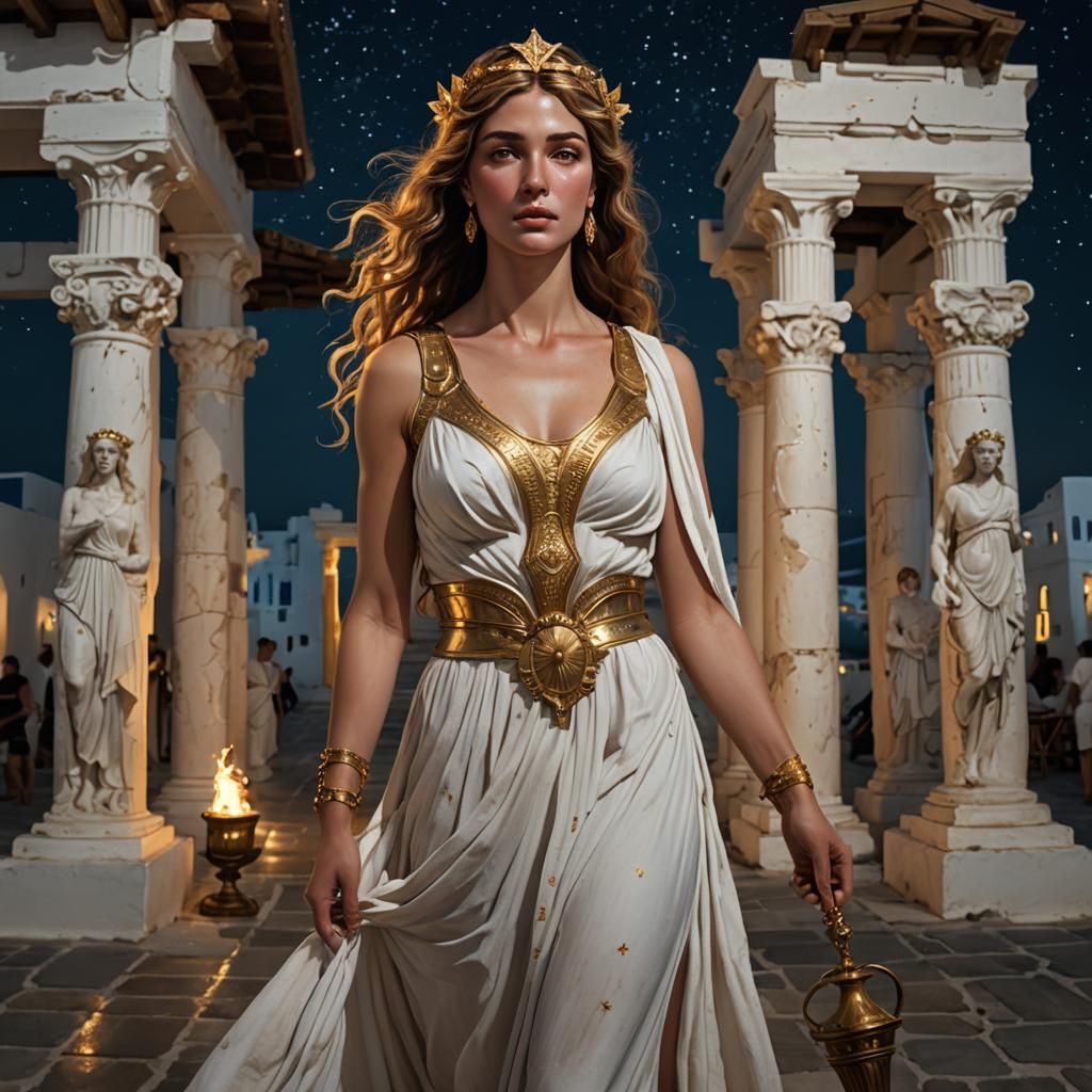 Aphrodite in Mykonos: Hyperrealistic Olympian Goddess