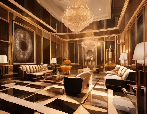 Luxurious Cruise Ship Lounge in Oil Painting Style