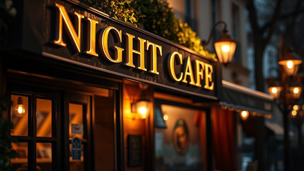 Night Cafe in Golden Hour Lighting