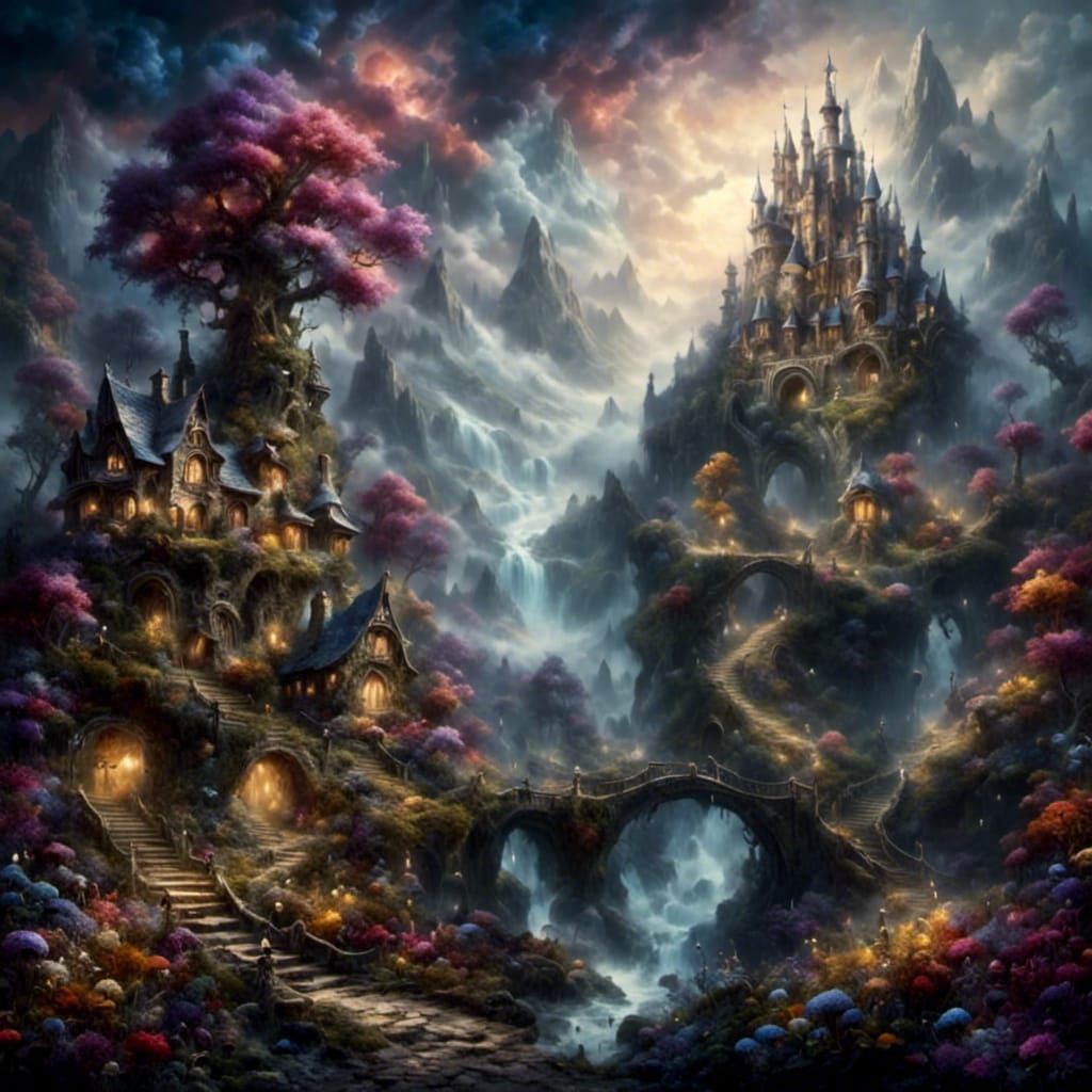 Ethereal Fantasy Art in Thomas Kinkade Style