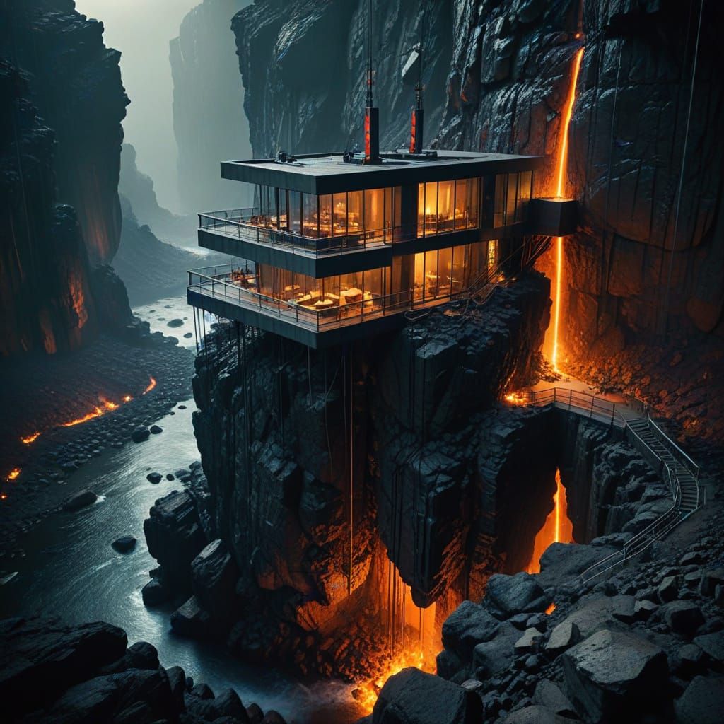 Bauhaus Lair Above Lava River