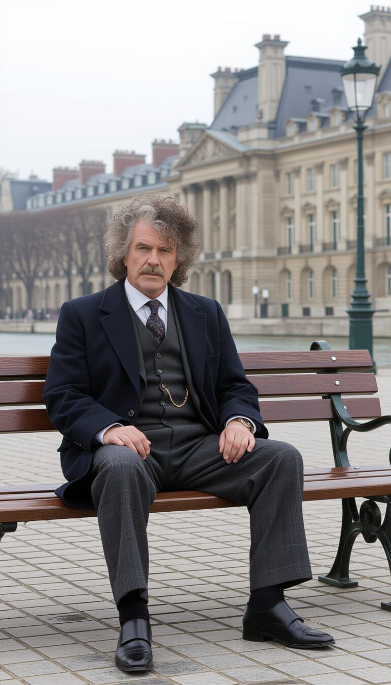 Old Man on Bench in Zero-G: Digital Matte Painting