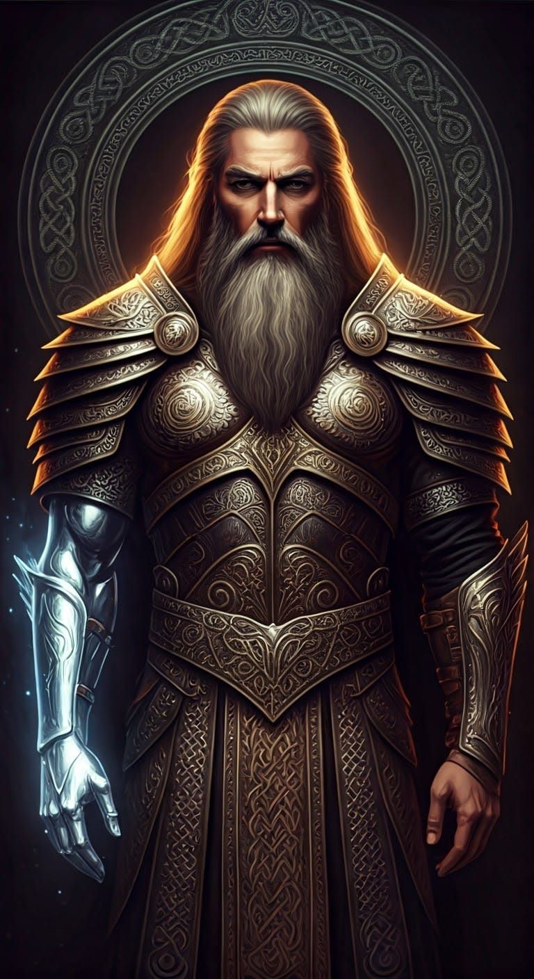 Celtic King Nuada with Silver Arm in Fantasy Art