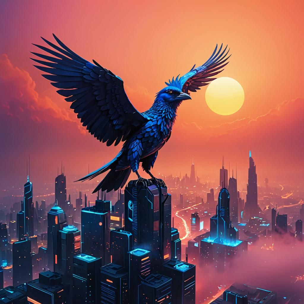 Futuristic City Bird's Eye View in Digital Art Style